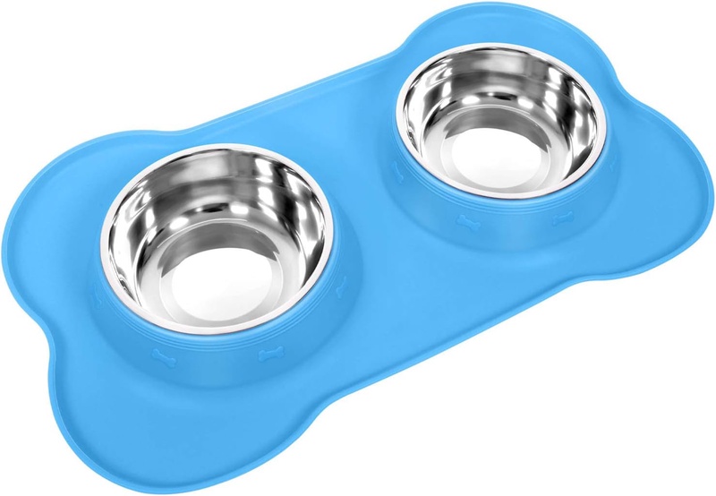 Pet Supplies : UPSKY Dog Cat Bowls Stainless Steel Double Dog Food and Water Bowls with No-Spill No-Skid Silicone Mat, Pet Feeder Bowls Small Puppy Bowl for Small Dogs Cats : Amazon.com