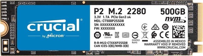 Amazon.com: Crucial P2 500GB 3D NAND NVMe PCIe M.2 SSD Up to 2400MB/s - CT500P2SSD8: Computers & Accessories
