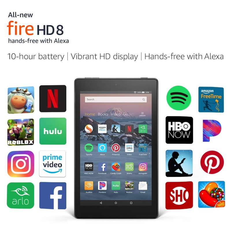 Amazon.com: All-New Fire HD 8 Tablet. Up to 10 hours of battery | Vibrant HD display | Hands-free with Alexa