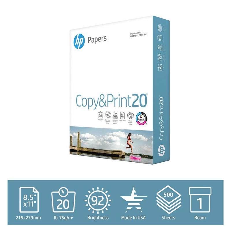 Amazon.com : HP Printer Paper Copy&Print; 20lb, 8.5 x 11, 1 Ream, 500 Total Sheets, Made in USA From Forest Stewardship Council Certified Resources, 92 Bright, Acid Free, Engineered for HP Compatibility, 200060R : Consumerelectronics : Office Products