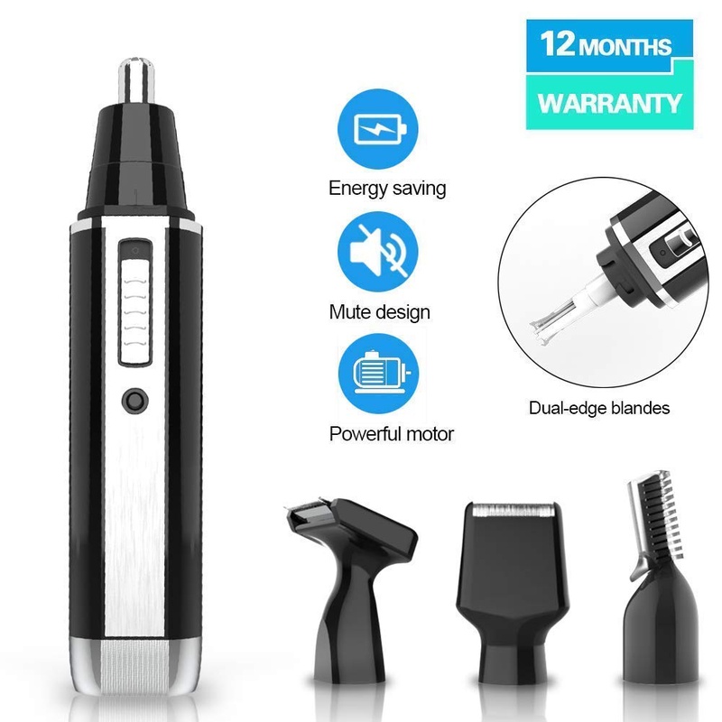 Amazon.com: Ear and Nose Hair Trimmer Clipper for Men Women, 4 in 1 USB Rechargeable Professional Electric Eyebrow and Facial Hair Trimmer with Waterproof Head Double-Edge Stainless Steel Blade (Black): Beauty