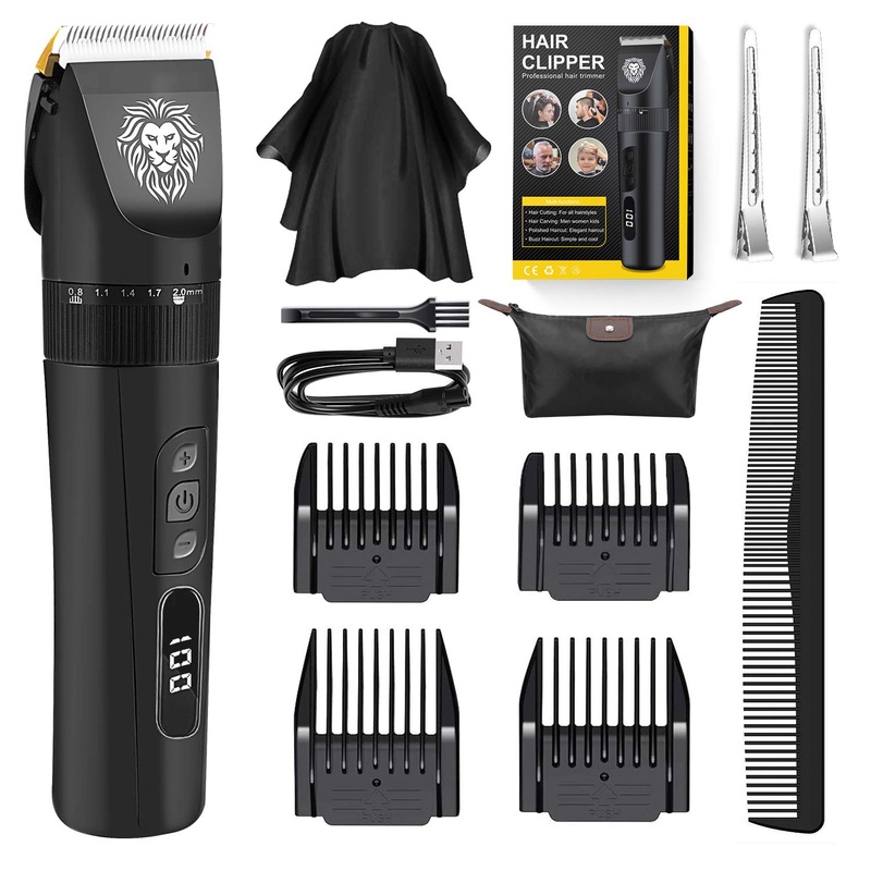 Amazon.com: Professional Hair Clippers for Men - Clippers for Hair Cutting LED Display Cordless Hair Clippers With 4 Guide Combs and Cape, Beard and Hair Trimmer for Men Rechargeable Mens Hair Cutting Kit: Beauty