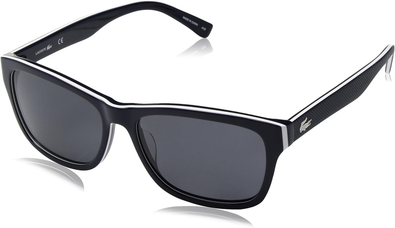 Amazon.com: Lacoste L683S Square Sunglasses, Blue/White/Blue Polarized, 55 mm: Shoes