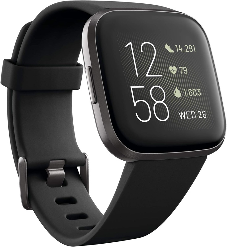 Amazon.com: Fitbit Versa 2 Health & Fitness Smartwatch with Heart Rate, Music, Alexa Built-in, Sleep & Swim Tracking, Black/Carbon, One Size (S & L Bands Included): Health & Personal Care