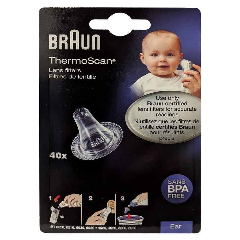 Amazon.com: Braun ThermoScan Lens Filters for Ear Thermometer, Disposable Covers LF40US01 (40 Count): Health & Personal Care