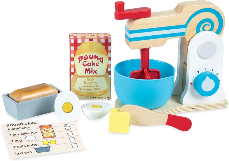 Amazon.com: Melissa & Doug Wooden Make-a-Cake Mixer Set (Kitchen Toy, Numbered Turning Dials, Encourages Creative Thinking, 11-Piece Set, Great Gift for Girls and Boys - Best for 3, 4, 5 Year Olds and Up): Toy: Toys & Games