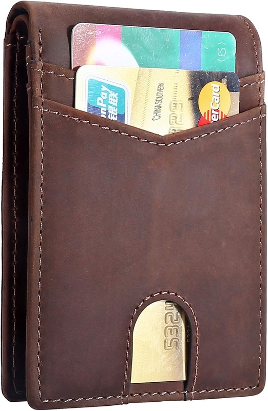 Lavemi Minimalist Slim Bifold Front Pocket Genuine Leather RFID Blocking Wallets for Men(Crazy Horse Brown) at Amazon Men’s Clothing store