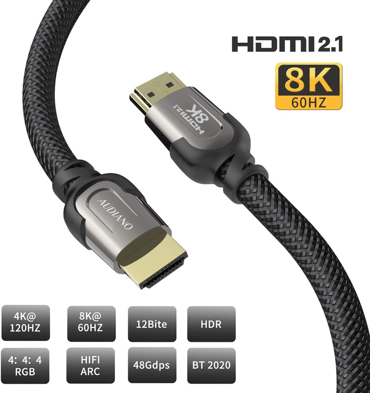 Amazon.com: 8K HDMI Cable, AUDIANO 8K HDMI 2.1 Cable 100% Real 8K, High Speed 48Gbps 8K@60Hz 7680P Dolby Vision, HDCP 2.2, 4:4:4 HDR, eARC Compatible with Apple TV, Samsung QLED TV (10ft): Electronics