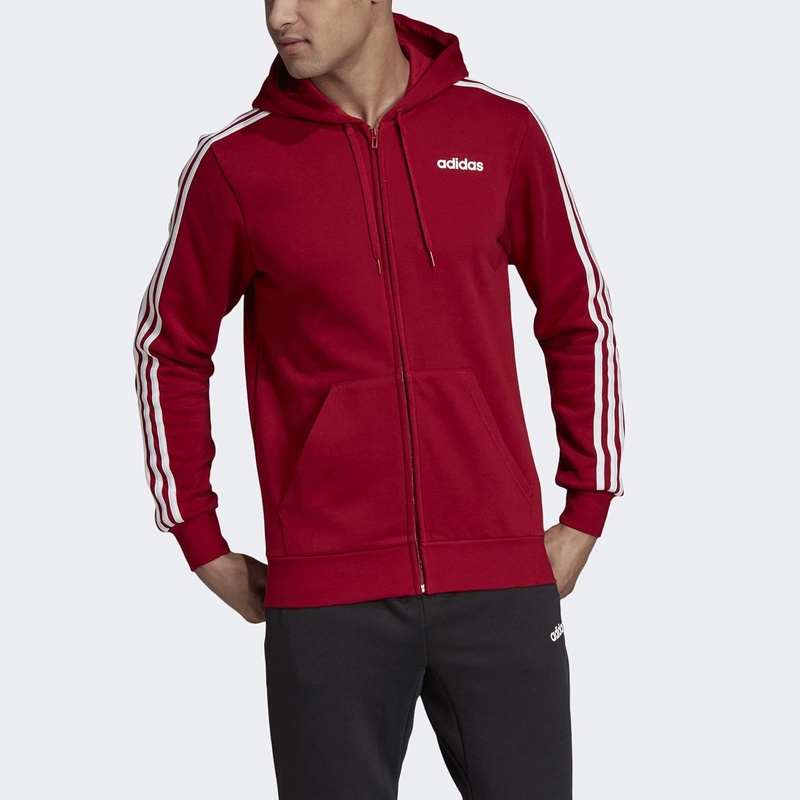 Amazon.com : adidas Men's Essentials 3-Stripes Fleece Hoodie, Active Maroon/White, X-Large : Clothing
