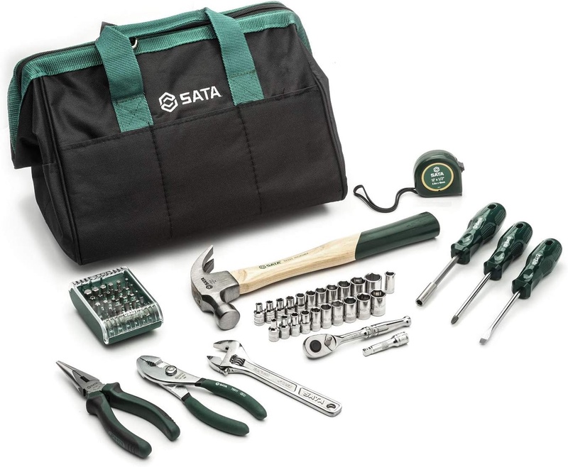 SATA 62-Piece Quality Basic Tool Kit Set for Home Repair and DIY Projects with Durable Storage Bag, SAE and Metric Mechanic's Tool Set - ST09513U - - Amazon.com
