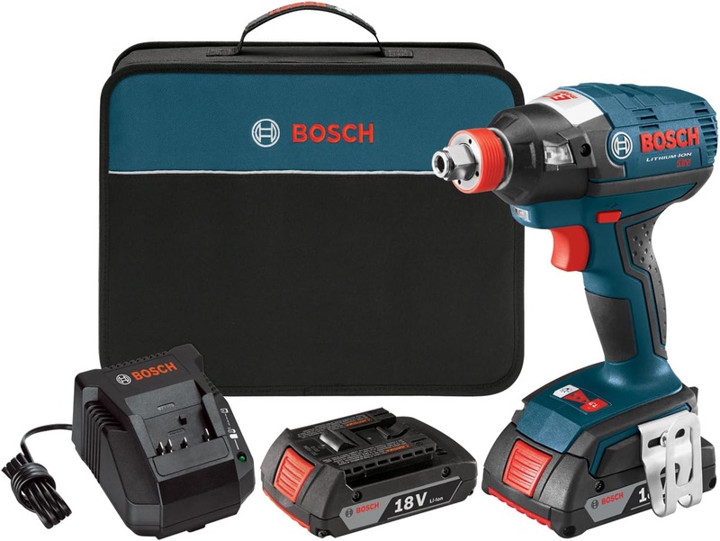 Amazon.com: Bosch IDH182-02 Cordless Impact Driver - 18-Volt Lithium Ion Brushless Tool Kit with (2) 2.0Ah Lithium Ion Batteries, Charger and Carrying Case: Home Improvement
