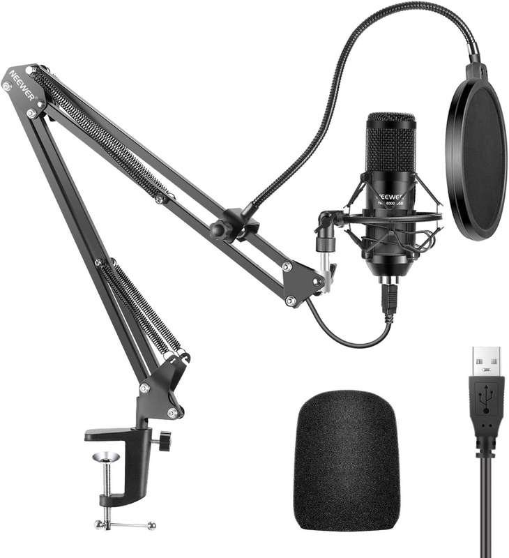 Amazon.com: Neewer USB Microphone Kit 192KHZ/24BIT Plug&Play; Computer Cardioid Mic Podcast Condenser Microphone with Professional Sound Chipset for YouTube/Gaming Record, Arm Stand/Shock Mount(Black)(NW-8000-USB): Musical Instruments