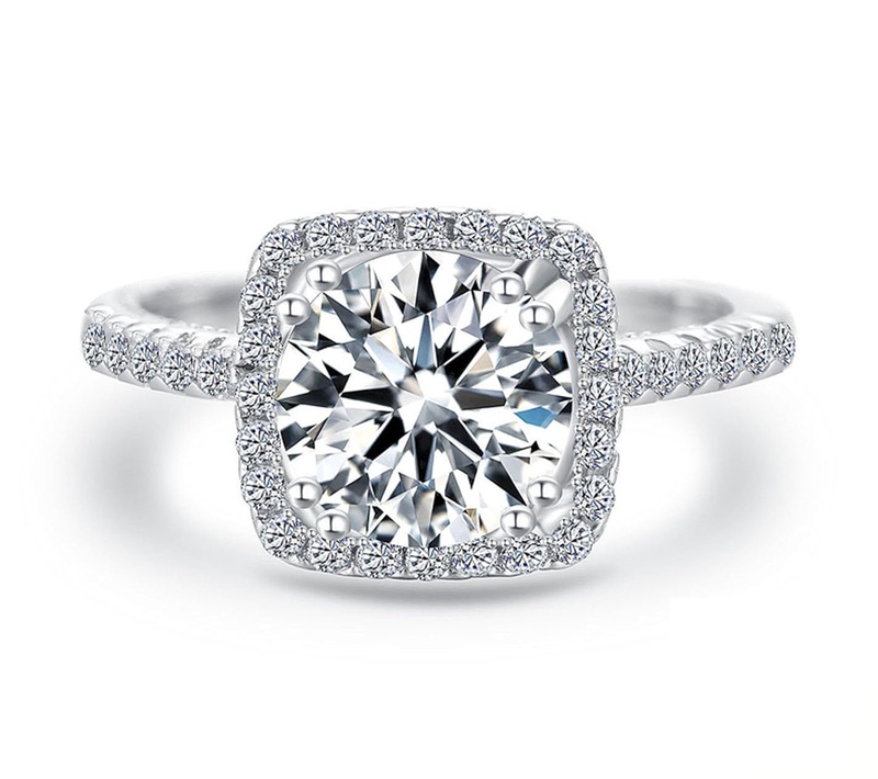 Amazon.com: Women Wedding Ring 2 Carat Round Brilliant Cubic Zirconia Engagement Promise Anniversary Ring Solitaire Wedding Band Bridal Set, JPR004-6: Jewelry