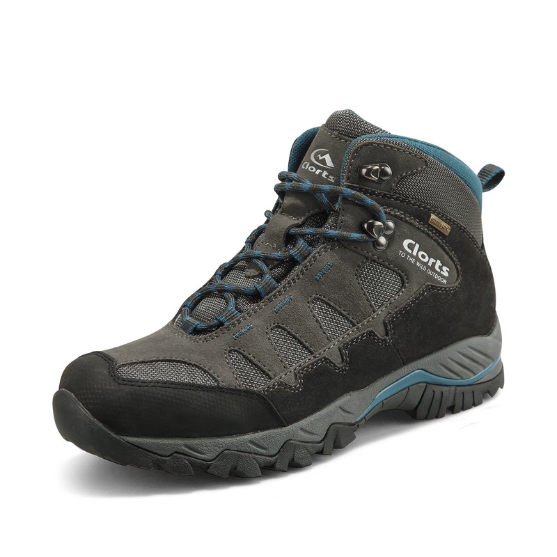 Amazon.com | Clorts Men's Mid Hiking Boot Hiker Leather Waterproof Lightweight Outdoor Backpacking Trekking Shoe HKM-823C US10 Grey Blue | Backpacking Boots