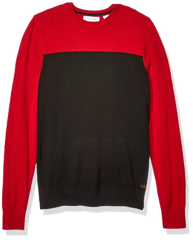 Calvin Klein Mens Merino Sweater Crew Neck, Jester Red, 2X-Large at Amazon Men’s Clothing store