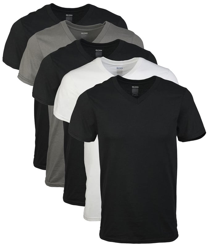 Gildan Men's V-Neck T-Shirts 5 Pack, Multi, Large | Amazon.com