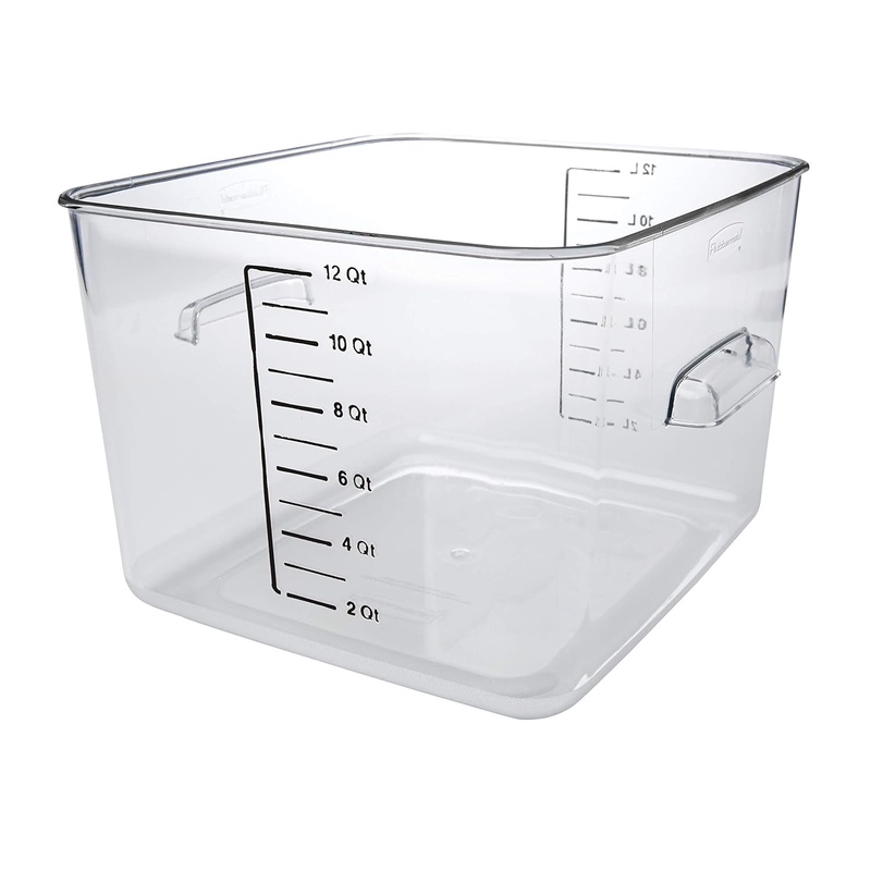 Amazon.com: Rubbermaid Commercial Products Plastic Space Saving Square Food Storage Container For Kitchen/Sous Vide/Food Prep, 12 Quart, Clear (Fg631200Clr): Industrial & Scientific