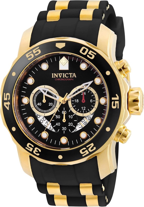 Amazon.com: Invicta Men's Pro Diver Scuba 48mm Gold Tone Stainless Steel Quartz Watch with Black Silicone Strap, Black (Model: 6981): Invicta: Watches