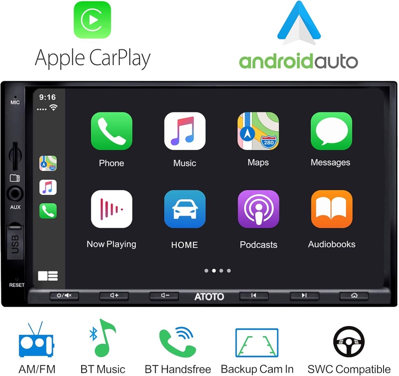 Amazon.com: ATOTO Year Series in-Dash Double Din Digital Media Car Stereo - SA102 Starter YS102SL CarPlay & Android Auto Receiver w/Bluetooth, AM/FM Radio Tuner,USB Video & Audio,and More: GPS & Navigation