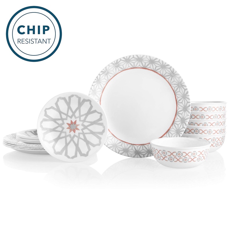 Amazon.com: Corelle 18-Piece Service for 6, Chip Resistant Dinnerware Set, Amalfi Rosa: Kitchen & Dining