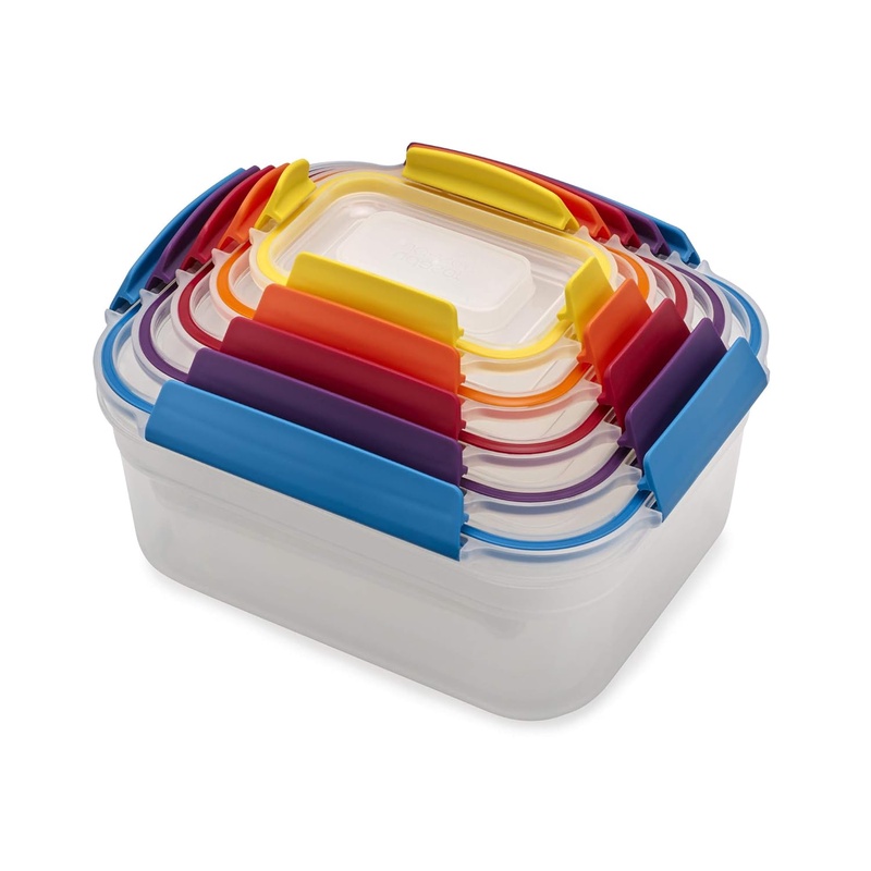 Amazon.com: Joseph Joseph 81098 Nest Lock Plastic Food Storage Container Set with Lockable Airtight Leakproof Lids, 10-piece, Rainbow: Kitchen & Dining