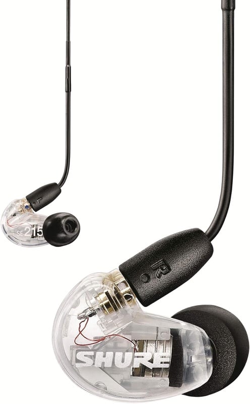 Amazon.com: Shure SE215 Wired Sound Isolating Earbuds, Clear Sound, Single Driver, Secure In-Ear Fit, Detachable Cable, Durable Quality, Compatible with Apple & Android Devices - Clear: Musical Instruments