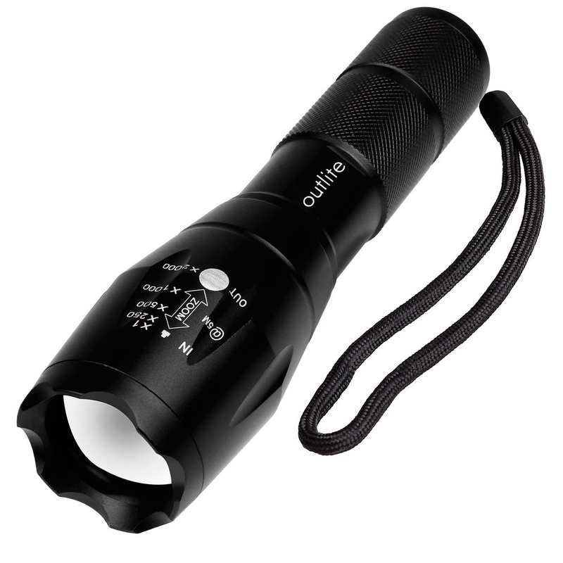 Outlite A100 Portable Ultra Bright Handheld LED Flashlight with Adjustable Focus and 5 Light Modes, Outdoor Water Resistant Torch, Powered Tactical Flashlight for Camping Hiking etc - - Amazon.com