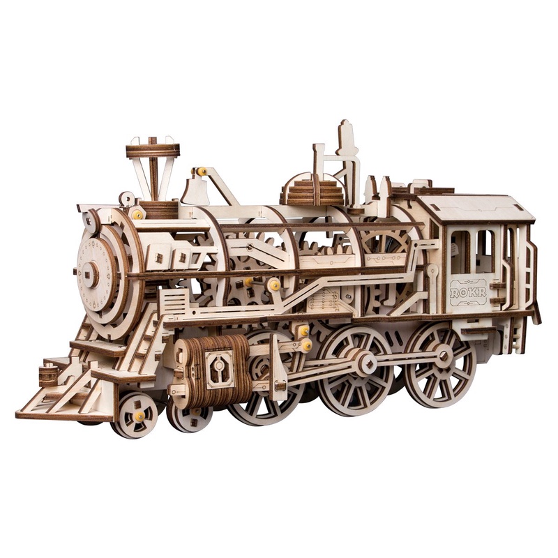 Amazon.com: ROBOTIME 3D Assembly Wooden Puzzle Laser-Cut Locomotive Kit Mechanical Gears Toy Brain Teaser Games Best Birthday Gifts for Engineer Husband & Boyfriend & Teen Boys & Adults: Toys & Games