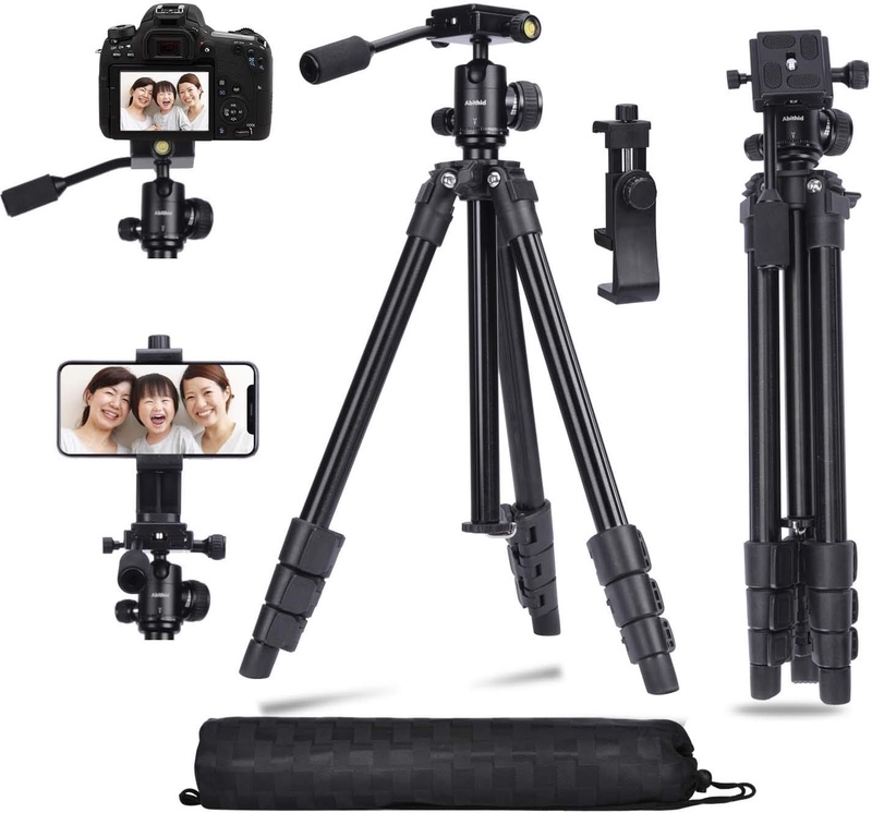 Amazon.com : Abithid Camera Tripod DSLR Stand, Phone Holder Tripod, Compact Light Video Vlog Blogging Stand with Quick Plate and 360°Panorama Ball Head for Travel : Camera & Photo