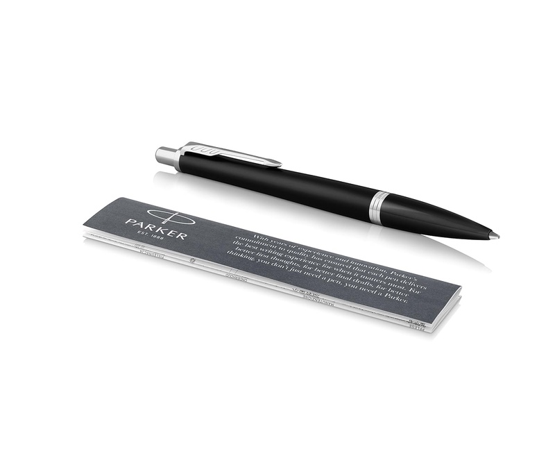Amazon.com: Parker Urban Ballpoint Pen, Muted Black with Chrome Trim with Medium Point Black Ink Refill (1975425): Office Products