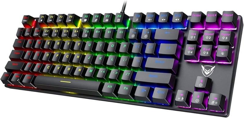 Amazon.com: PICTEK TKL Mechanical Gaming Keyboard, RGB LED Rainbow Backlit 60% keyboard with Blue Equivalent Switches, 27 LED Lighting Modes, 100% Anti-Ghosting Tenkeyless Keyboard for Windows PC/MAC Games: Computers & Accessories