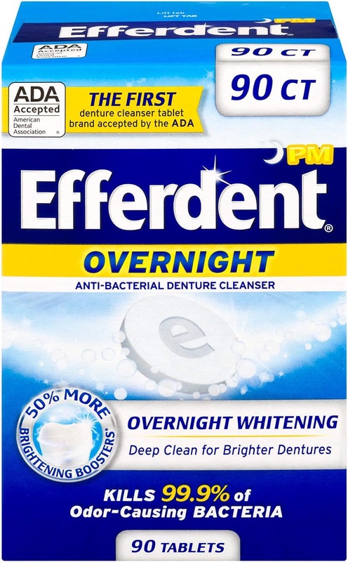 Amazon.com: Efferdent PM Overnight Anti-Bacterial Denture Cleanser | 90 Tablets: Health & Personal Care