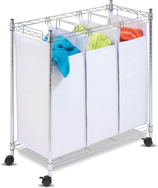 Amazon.com: Honey-Can-Do Urban Triple sorter Rolling, Chrome/White: Home & Kitchen