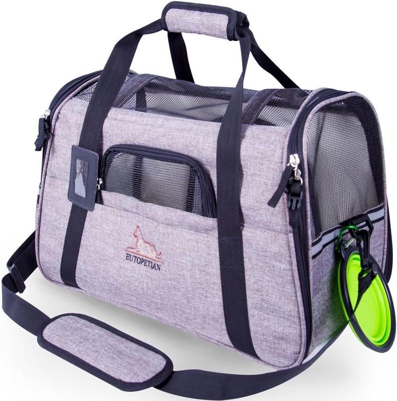 Amazon.com : Airline Approved Pet Carrier with Bedding Mat, for Cats Dogs Travel in Soft Sided Portable Bags (Grey) : Pet Supplies