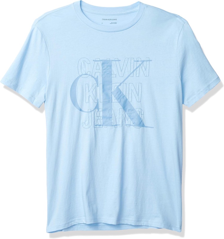 Calvin Klein Men's Short Sleeve Monogram Logo T-Shirt, CK Blue, Large | Amazon.com