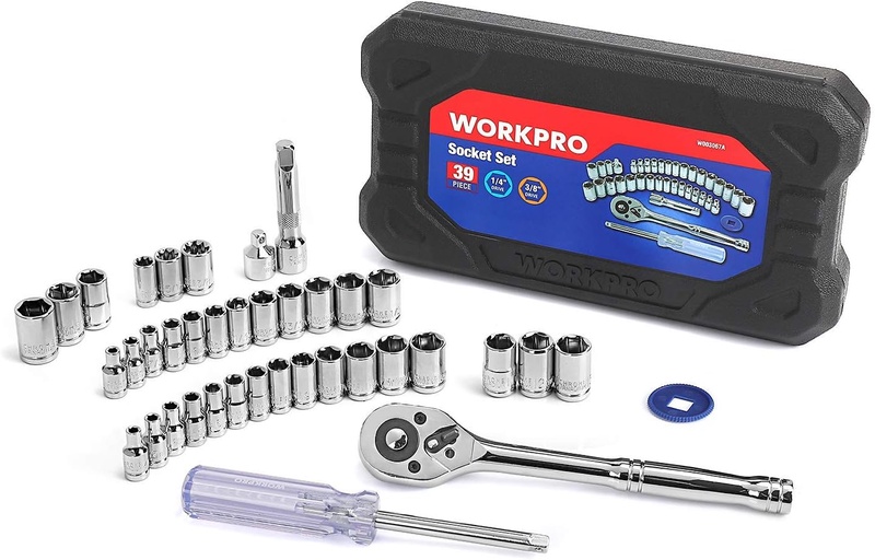 Amazon.com: WORKPRO 39-Piece Drive Socket Set, 1/4-Inch & 3/8-Inch Compact Sockets Set, with Reversible Ratchet: Home Improvement
