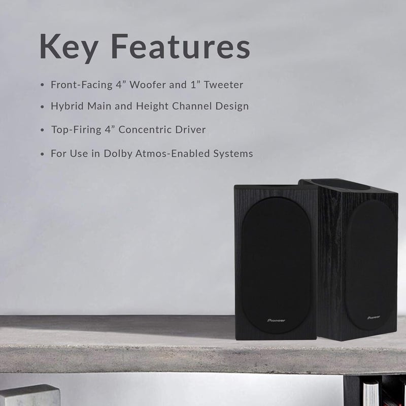 Amazon.com: Pioneer SP-BS22A-LR Andrew Jones Home Audio Bookshelf Speaker, Dolby Atmos Enabled (Set of 2) - Black: Home Audio & Theater