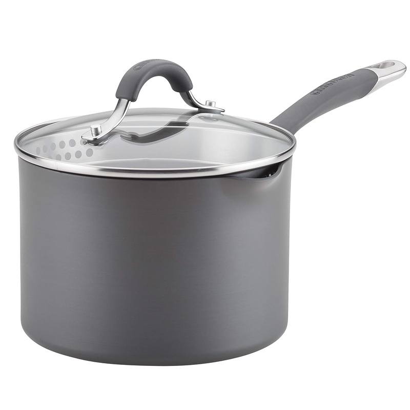 Amazon.com: Circulon 83911 Radiance Hard Anodized Nonstick Sauce Pan/Saucepan with Straining and Lid, 3 Quart, Gray: Kitchen & Dining