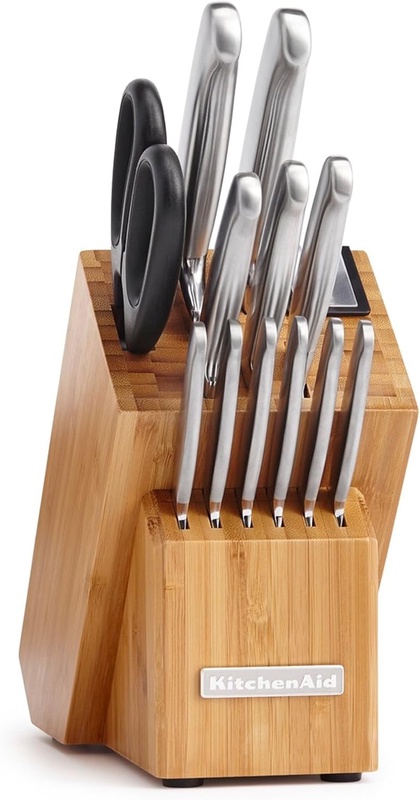 Amazon.com: KitchenAid KKFSS14BO 14 Piece Classic Forged Series Brushed Stainless Steel Cutlery Set, Bamboo Wood: Kitchen & Dining