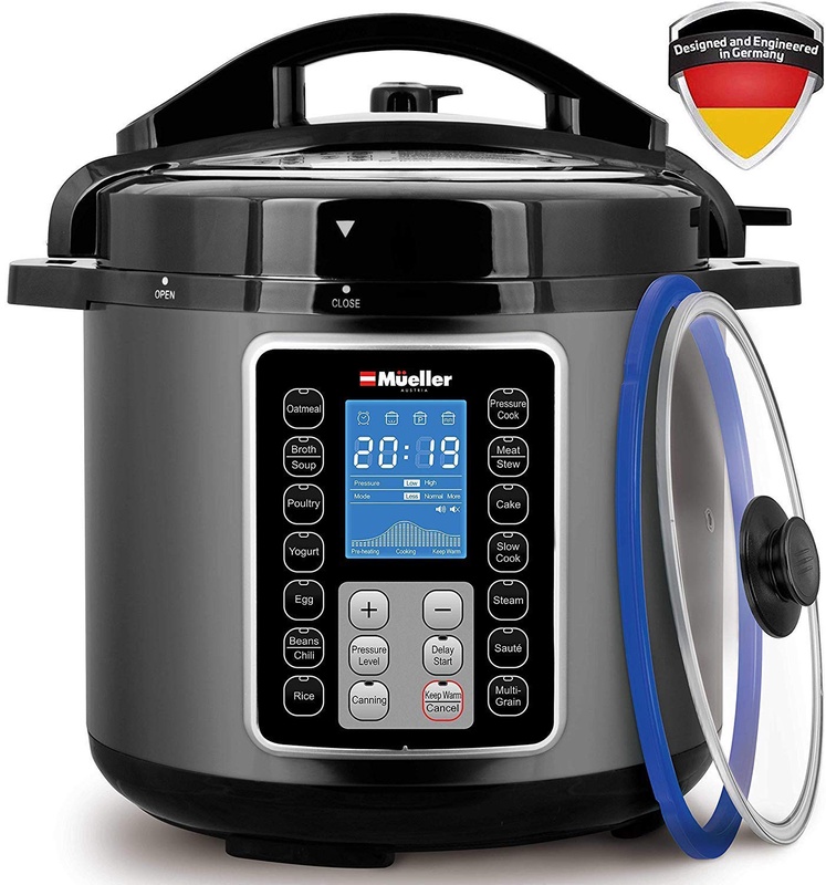 Amazon.com: Mueller UltraPot 6Q Pressure Cooker Instant Crock 10 in 1 Hot Pot with German ThermaV Tech, Cook 2 Dishes at Once, BONUS Tempered Glass Lid incl, Saute, Steamer, Slow, Rice, Yogurt, Maker, Sterilizer: Gateway