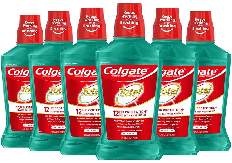 Amazon.com : Colgate Total Alcohol Free Mouthwash, Spearmint - 500 mL, 16.9 fluid ounce (6 Pack) : Anesthetic Oral Rinses : Beauty