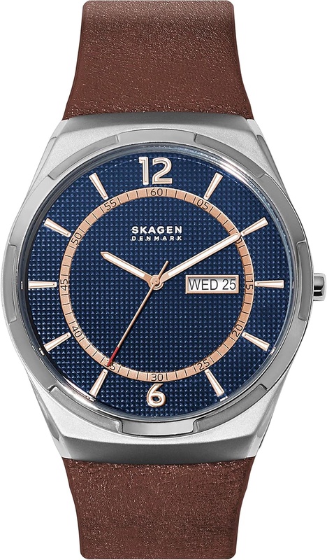 Amazon.com: Skagen Men's Melbye Quartz Analog Stainless Steel and Leather Watch, Color: Brown Leather (Model: SKW6574): Watches