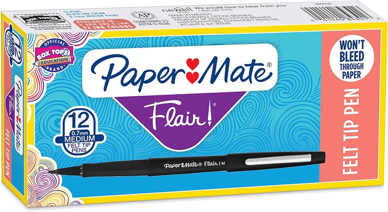 Amazon.com : Paper Mate Flair Felt Tip Pens, Medium Point (0.7mm), Black, 12 Count (Packaging may vary) : Office Products