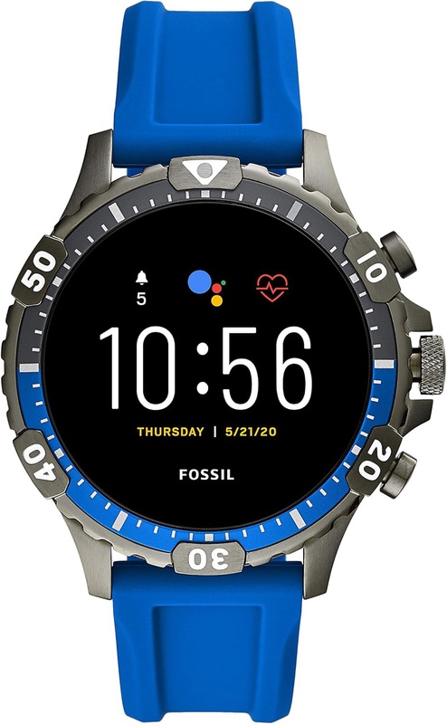 Amazon.com: Fossil Gen 5 Garrett HR Heart Rate Stainless Steel Touchscreen Smartwatch, Color: Blue (Model: FTW4042): Watches