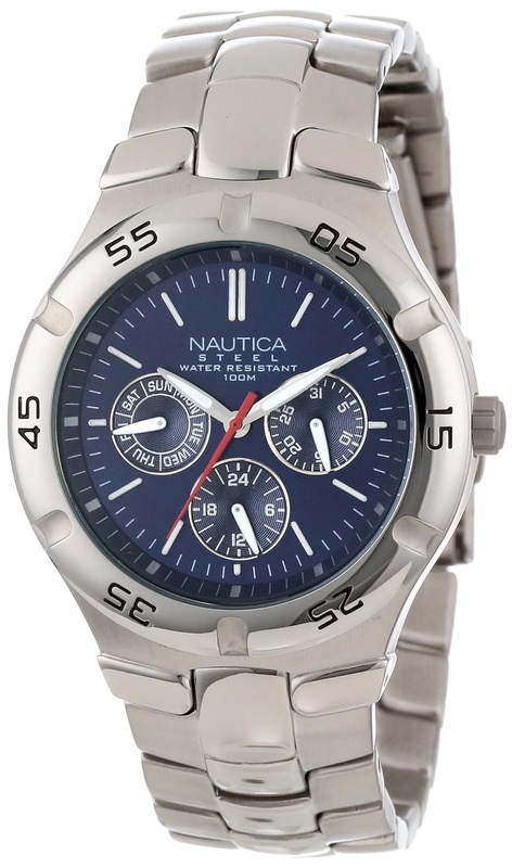 Amazon.com: Nautica Men's N10061 Stainless Steel Round Multi-Function Watch: Nautica: Watches