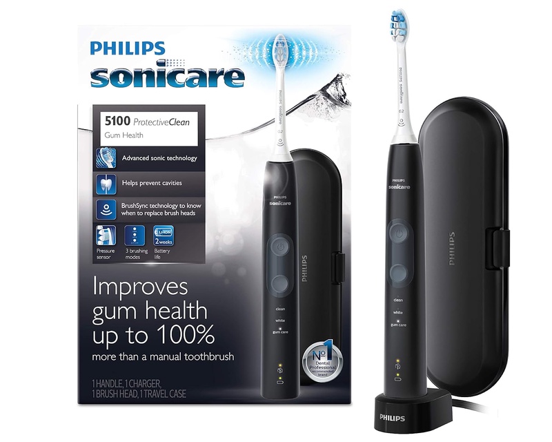Amazon.com: Philips Sonicare ProtectiveClean 5100 Rechargeable Electric Toothbrush, Black HX6850/60: Beauty
