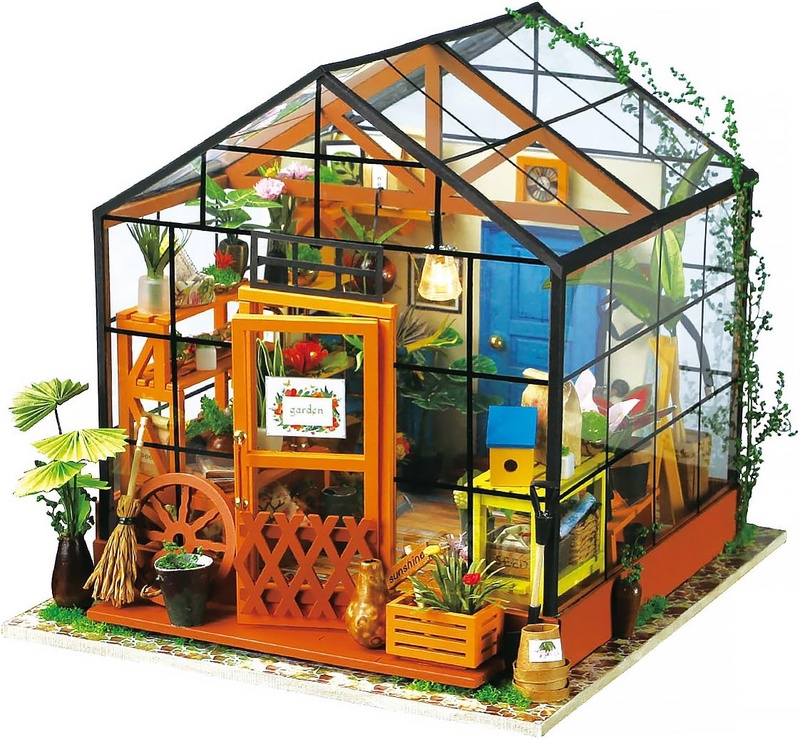 Amazon.com: ROBOTIME DIY Dollhouse Wooden Miniature Furniture Kit Mini Green House with LED Best Birthday Gifts for Women and Girls: Toys & Games