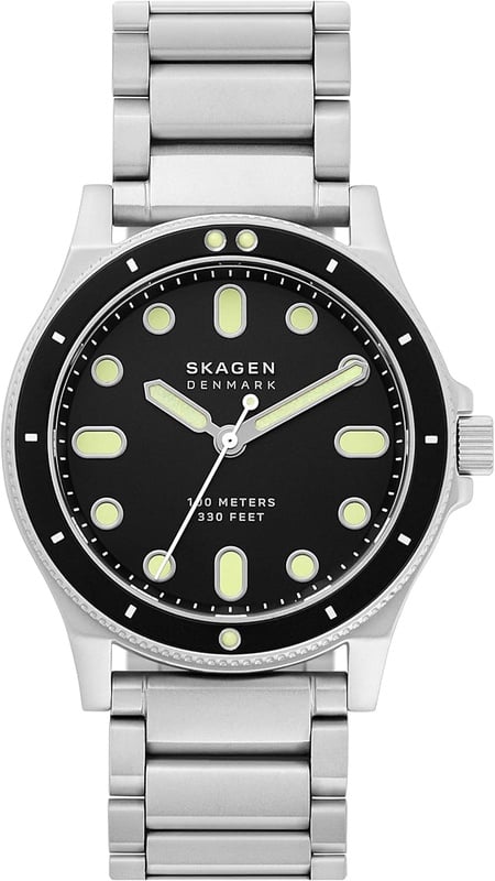 Amazon.com: Skagen Men's Fisk Quartz Analog Stainless Steel and Stainless Steel Watch, Color: Stainless, Black (Model: SKW6666): Watches
