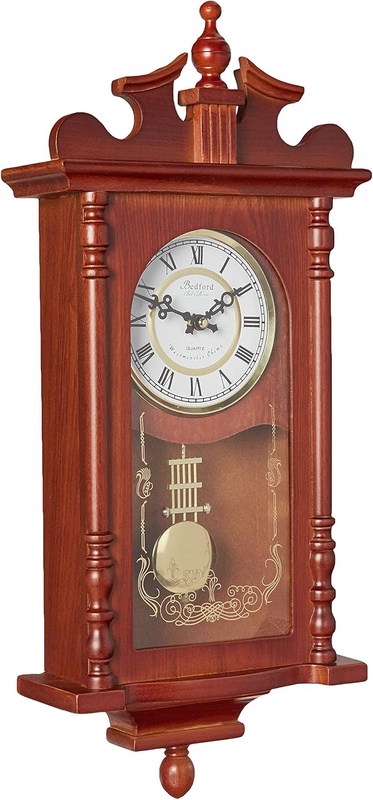Amazon.com: Bedford Clock Collection Pendulum and Chime Wall Clock, 25 Inch, Redwood Finish: Home & Kitchen
