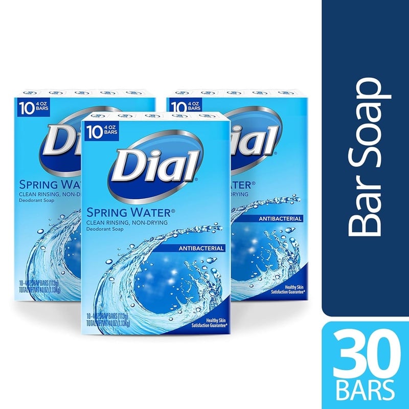 Amazon.com : Dial Antibacterial Bar Soap, Spring Water, 30 Count : Beauty